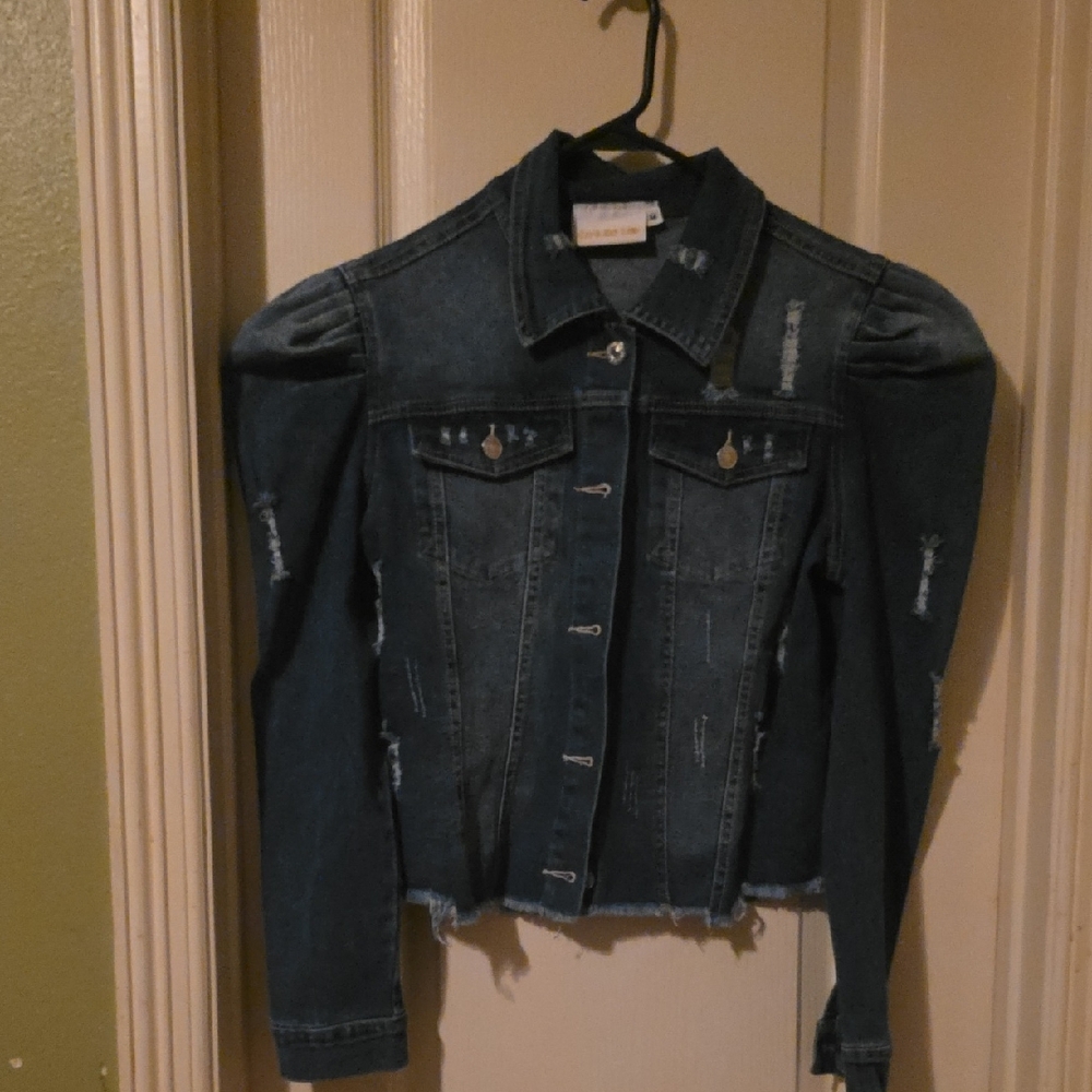 Dark Blue Distressed Jean Jacket